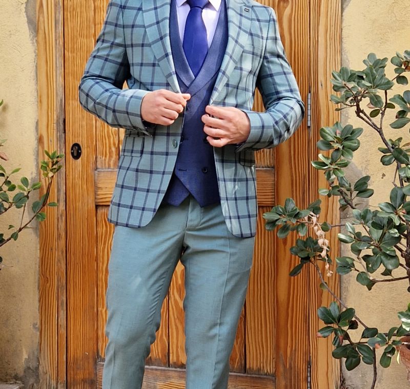 Traje cuadros tres piezas
