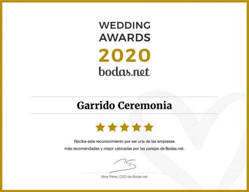 Somos ganadores del WEDDING AWARDS 2020 de Bodas