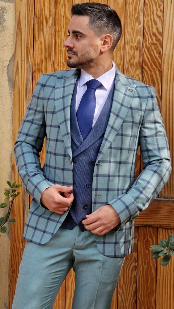 Traje cuadros tres piezas