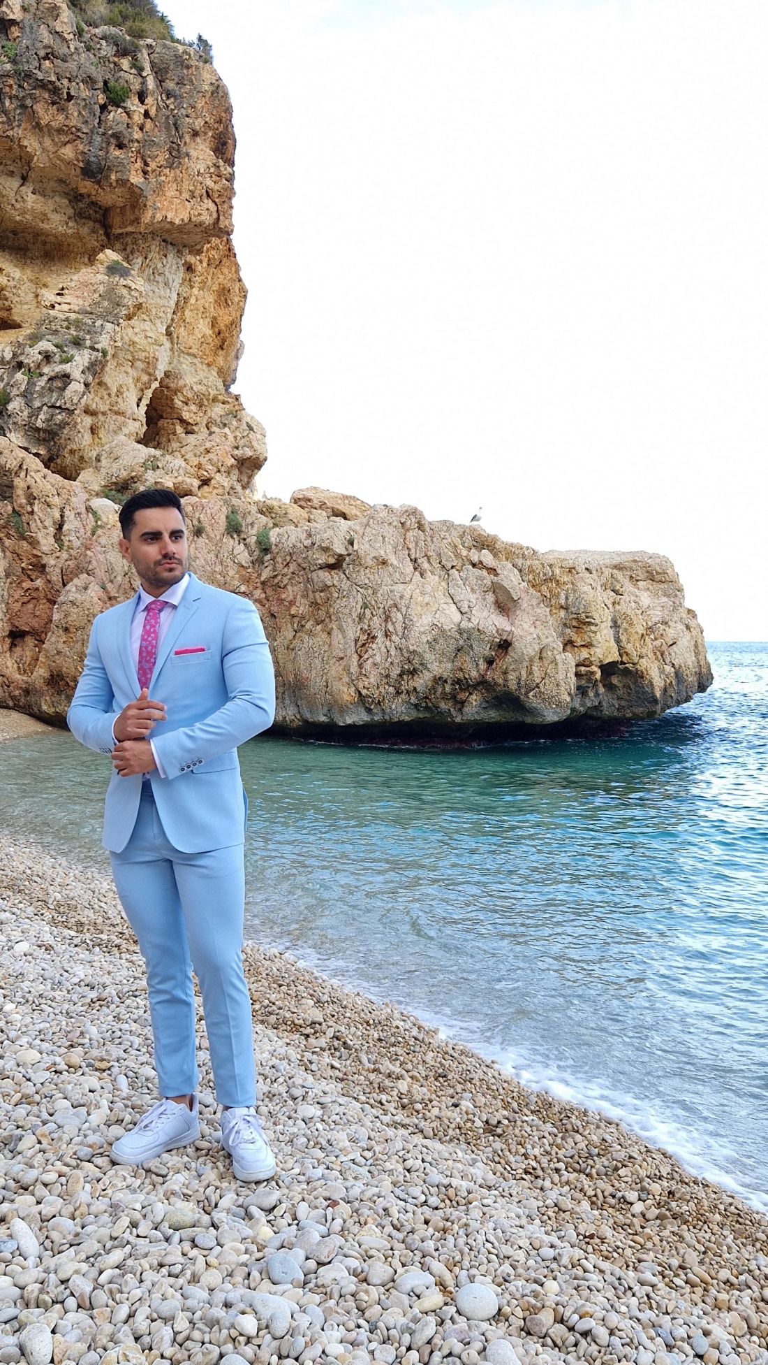 Traje slim fit azul celeste