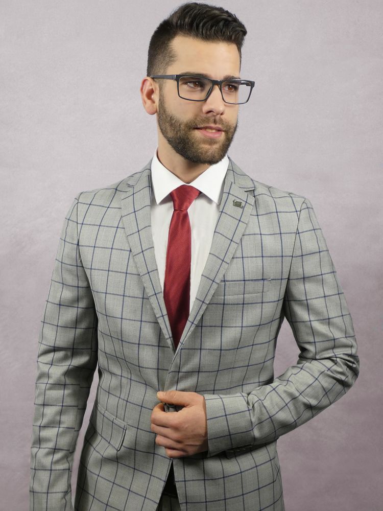 Traje de cuadros gris