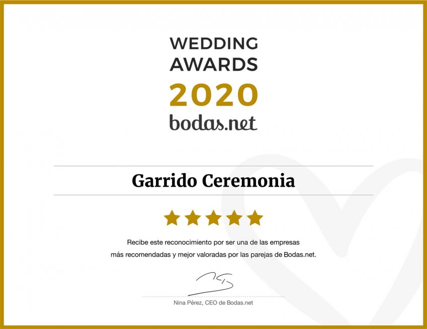 Somos ganadores del WEDDING AWARDS 2020 de Bodas.net